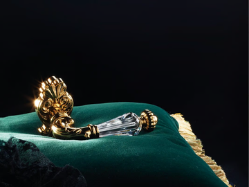 NINFA CRYSTAL - Classic style brass door handle with Swarovski® Crystals on back plate by LINEA CALI' - view 3
